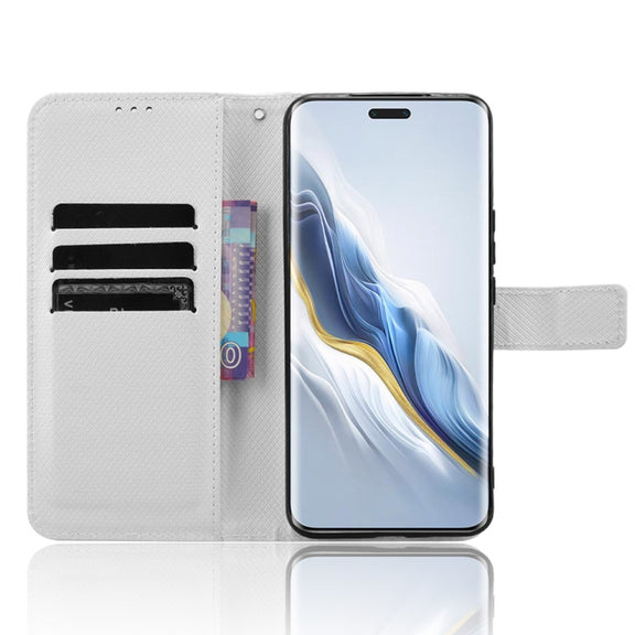 For Honor Magic6 Pro Diamond Texture Leather Phone Case(White)