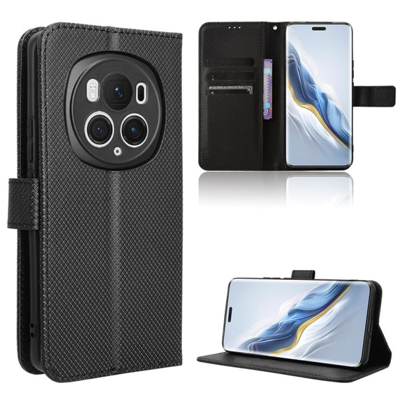 For Honor Magic6 Pro Diamond Texture Leather Phone Case(Black)
