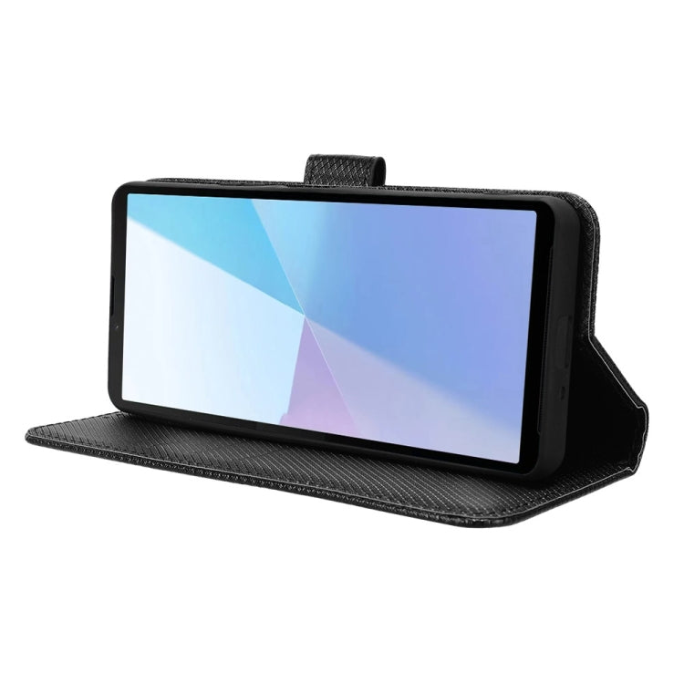 For Sony Xperia 10 VI 2024 Diamond Texture Leather Phone Case(Black) - Sony Cases by PMC Jewellery | Online Shopping South Africa | PMC Jewellery | Buy Now Pay Later Mobicred