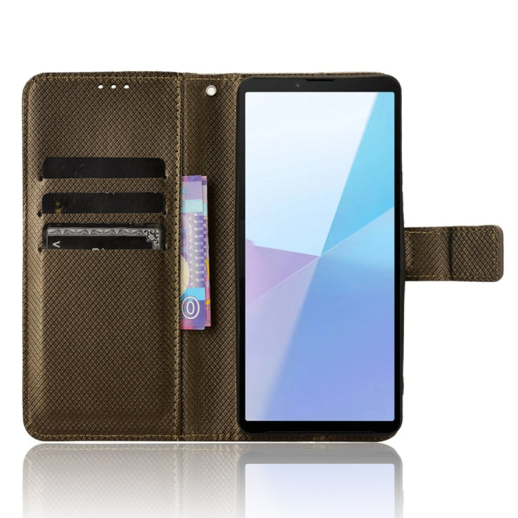 For Sony Xperia 10 VI 2024 Diamond Texture Leather Phone Case(Brown) - Sony Cases by PMC Jewellery | Online Shopping South Africa | PMC Jewellery | Buy Now Pay Later Mobicred