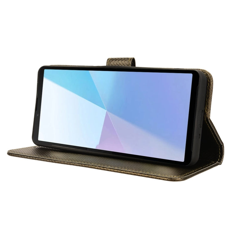 For Sony Xperia 10 VI 2024 Diamond Texture Leather Phone Case(Brown) - Sony Cases by PMC Jewellery | Online Shopping South Africa | PMC Jewellery | Buy Now Pay Later Mobicred