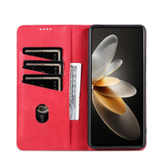 For Huawei Pura 70 AZNS Magnetic Calf Texture Flip Leather Phone Case(Red)