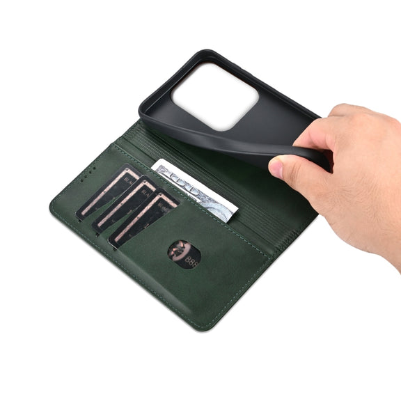 For Huawei Pura 70 Pro / 70 Pro+ AZNS Magnetic Calf Texture Flip Leather Phone Case(Dark Green)