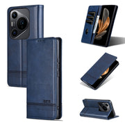 For Huawei Pura 70 Pro / 70 Pro+ AZNS Magnetic Calf Texture Flip Leather Phone Case(Dark Blue)