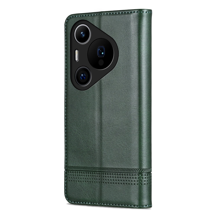 For Huawei Pura 70 Pro / 70 Pro+ Fine Hole AZNS Magnetic Calf Texture Flip Leather Phone Case(Dark Green)