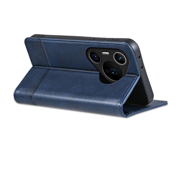 For Huawei Pura 70 Pro / 70 Pro+ Fine Hole AZNS Magnetic Calf Texture Flip Leather Phone Case(Dark Blue)