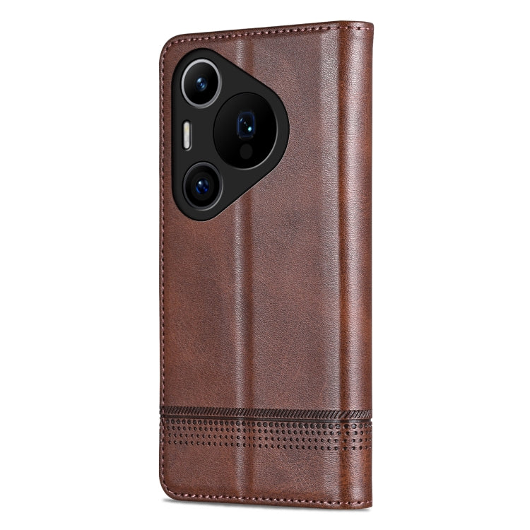 For Huawei Pura 70 Pro / 70 Pro+ Fine Hole AZNS Magnetic Calf Texture Flip Leather Phone Case(Dark Brown) - free shipping - PMC Jewellery - Order now!