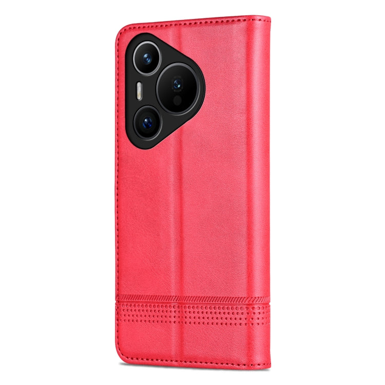For Huawei Pura 70 Fine Hole AZNS Magnetic Calf Texture Flip Leather Phone Case(Red) - Huawei Cases by AZNS | Online Shopping South Africa | PMC Jewellery | Buy Now Pay Later Mobicred