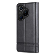 For Huawei Pura 70 Fine Hole AZNS Magnetic Calf Texture Flip Leather Phone Case(Black)