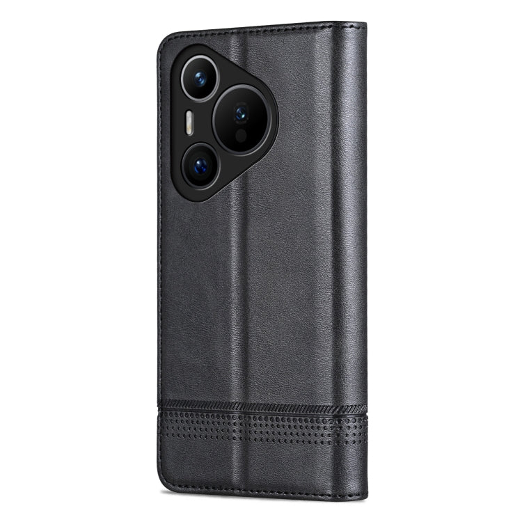 For Huawei Pura 70 Fine Hole AZNS Magnetic Calf Texture Flip Leather Phone Case(Black)
