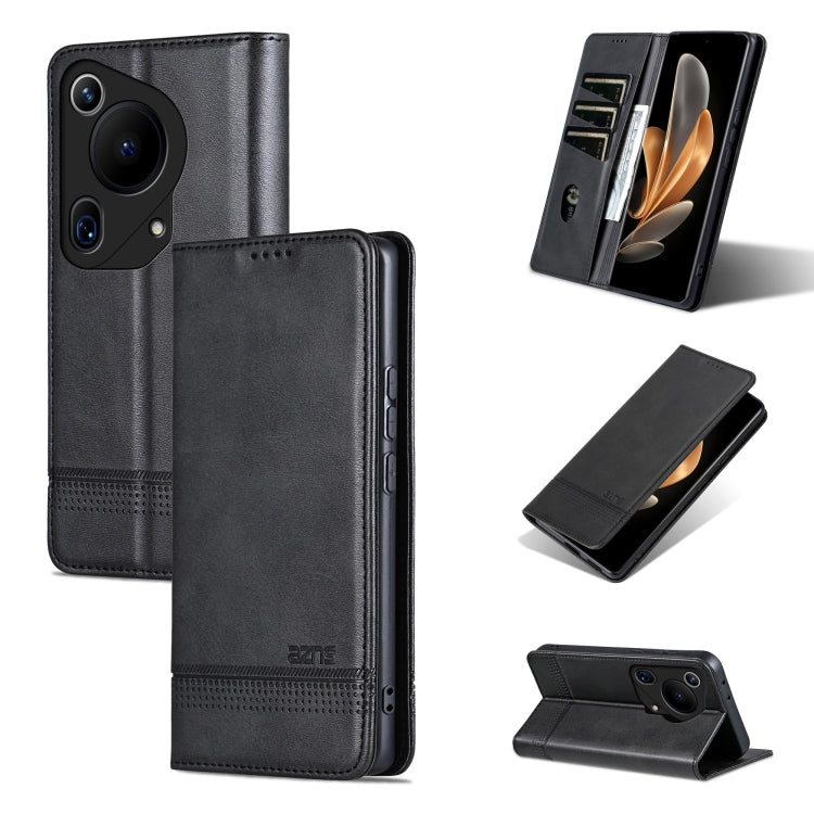 For Huawei Pura 70 Ultra AZNS Magnetic Calf Texture Flip Leather Phone Case(Black) - Huawei Cases by AZNS | Online Shopping South Africa | PMC TechLife