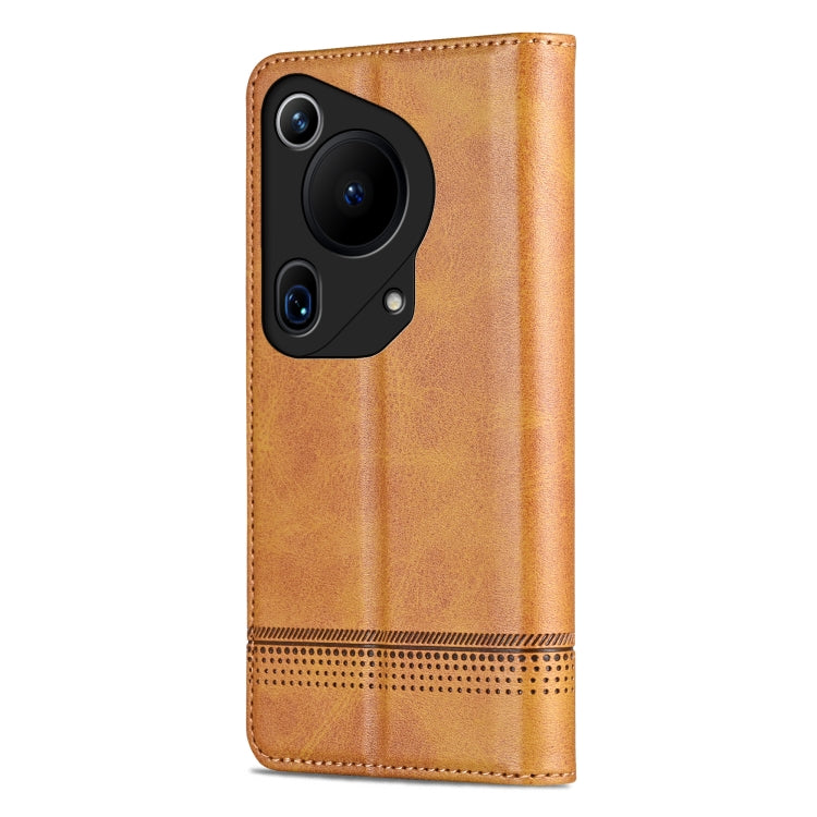 For Huawei Pura 70 Ultra AZNS Magnetic Calf Texture Flip Leather Phone Case(Light Brown)