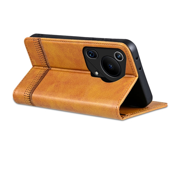 For Huawei Pura 70 Ultra AZNS Magnetic Calf Texture Flip Leather Phone Case(Light Brown)