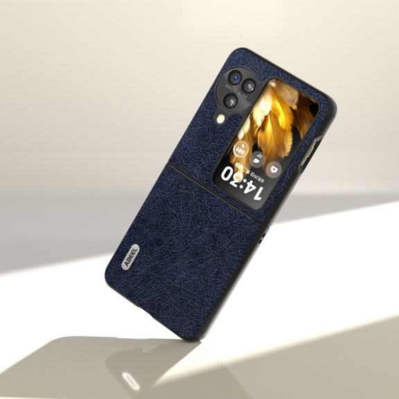 For OPPO Find N3 Flip ABEEL Retro Litchi Texture PU Phone Case(Blue)