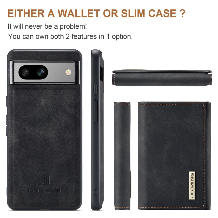 For Google Pixel 7A DG.MING M1 Series 3-Fold Multi Card Wallet + Magnetic Phone Case(Black)