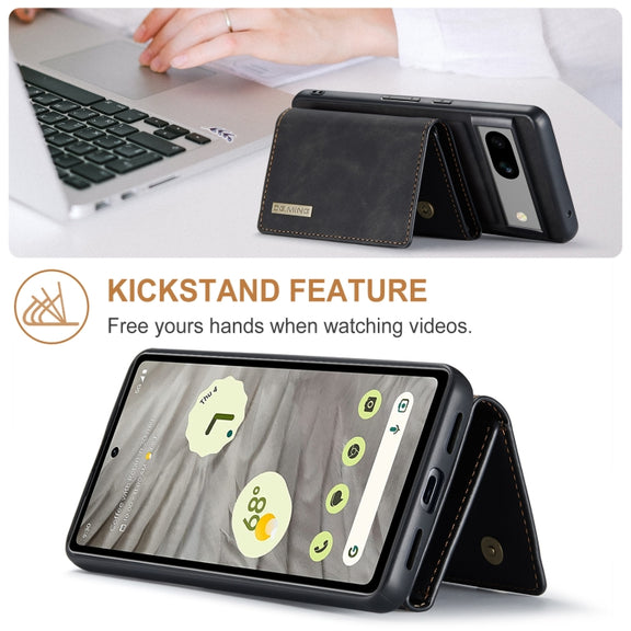For Google Pixel 7A DG.MING M1 Series 3-Fold Multi Card Wallet + Magnetic Phone Case(Black)