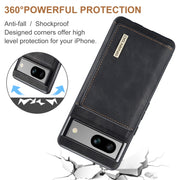 For Google Pixel 7A DG.MING M1 Series 3-Fold Multi Card Wallet + Magnetic Phone Case(Black)