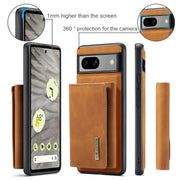 For Google Pixel 7A DG.MING M1 Series 3-Fold Multi Card Wallet + Magnetic Phone Case(Brown)