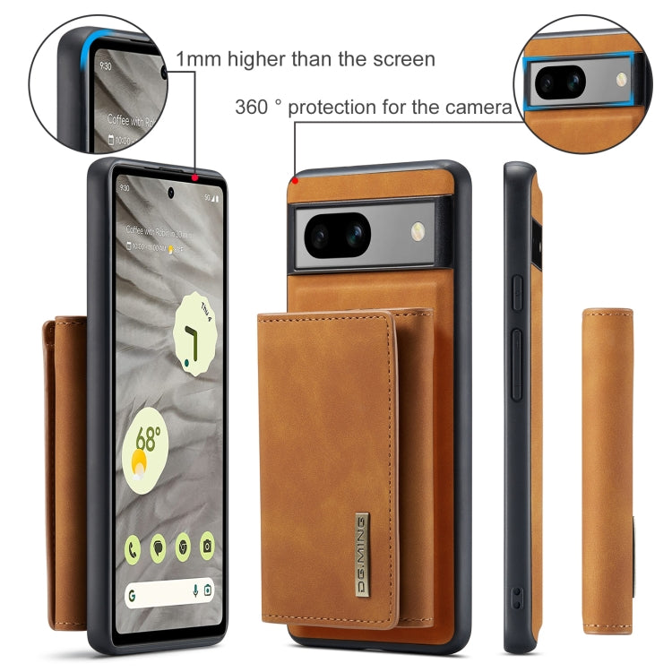 For Google Pixel 7A DG.MING M1 Series 3-Fold Multi Card Wallet + Magnetic Phone Case(Brown)