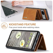 For Google Pixel 7A DG.MING M1 Series 3-Fold Multi Card Wallet + Magnetic Phone Case(Brown)