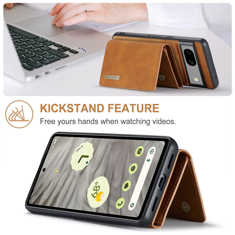 For Google Pixel 7A DG.MING M1 Series 3-Fold Multi Card Wallet + Magnetic Phone Case(Brown)