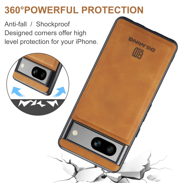 For Google Pixel 7A DG.MING M1 Series 3-Fold Multi Card Wallet + Magnetic Phone Case(Brown)