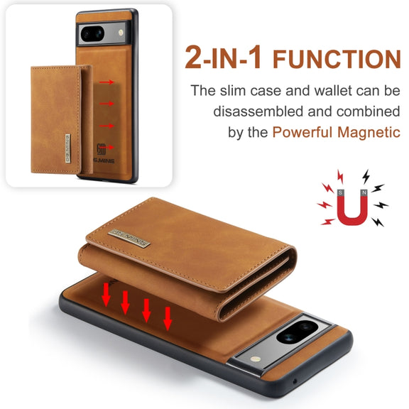 For Google Pixel 7A DG.MING M1 Series 3-Fold Multi Card Wallet + Magnetic Phone Case(Brown)
