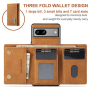 For Google Pixel 7A DG.MING M1 Series 3-Fold Multi Card Wallet + Magnetic Phone Case(Brown)