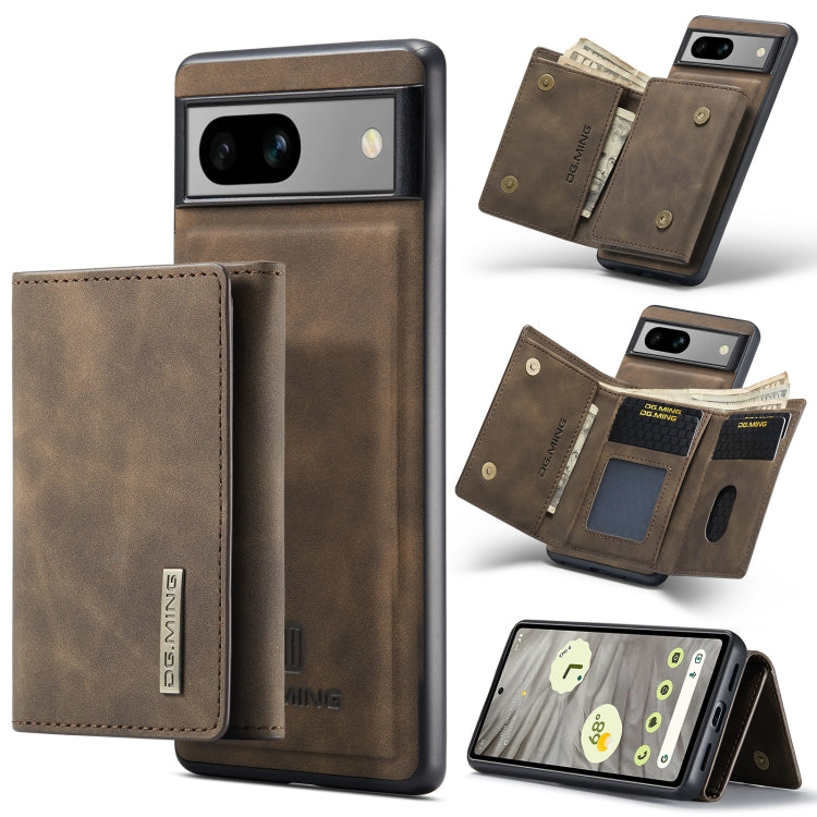 For Google Pixel 7A DG.MING M1 Series 3-Fold Multi Card Wallet + Magnetic Phone Case(Coffee) - Google Cases by DG.MING | Online Shopping South Africa | PMC TechLife | Buy Now Pay Later Mobicred