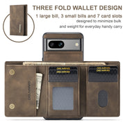 For Google Pixel 7A DG.MING M1 Series 3-Fold Multi Card Wallet + Magnetic Phone Case(Coffee)