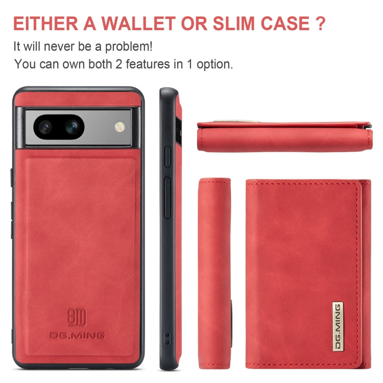 For Google Pixel 7A DG.MING M1 Series 3-Fold Multi Card Wallet + Magnetic Phone Case(Red) - Google Cases by DG.MING | Online Shopping South Africa | PMC TechLife | Buy Now Pay Later Mobicred