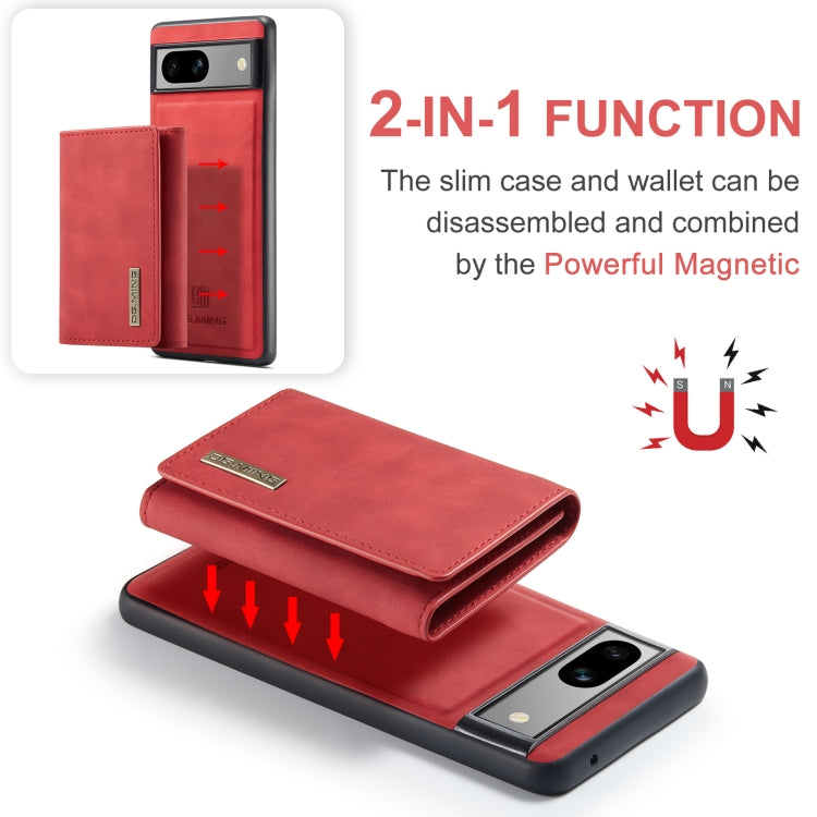 For Google Pixel 7A DG.MING M1 Series 3-Fold Multi Card Wallet + Magnetic Phone Case(Red) - Google Cases by DG.MING | Online Shopping South Africa | PMC TechLife | Buy Now Pay Later Mobicred
