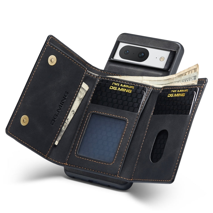 For Google Pixel 8 DG.MING M1 Series 3-Fold Multi Card Wallet + Magnetic Phone Case(Black) - Google Cases by DG.MING | Online Shopping South Africa | PMC TechLife | Buy Now Pay Later Mobicred