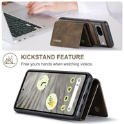 For Google Pixel 8A DG.MING M1 Series 3-Fold Multi Card Wallet + Magnetic Phone Case(Coffee)