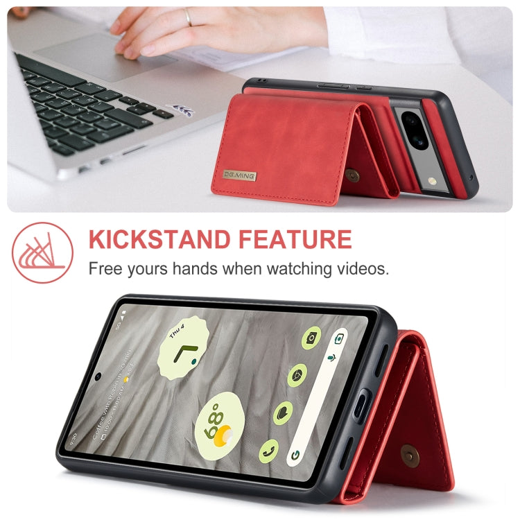 For Google Pixel 8A DG.MING M1 Series 3-Fold Multi Card Wallet + Magnetic Phone Case(Red)