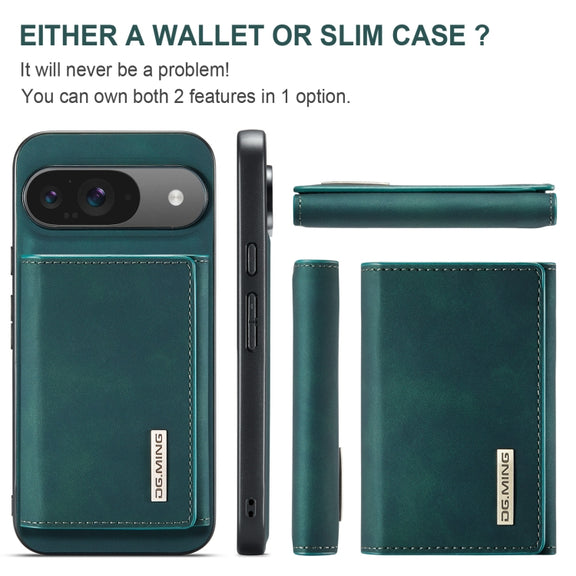 For Google Pixel 9 / 9 Pro DG.MING M1 Series 3-Fold Multi Card Wallet + Magnetic Phone Case(Green)