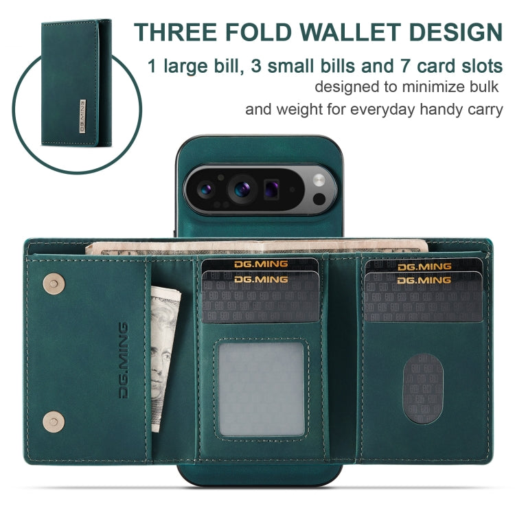 For Google Pixel 9 Pro XL DG.MING M1 Series 3-Fold Multi Card Wallet + Magnetic Phone Case(Green)
