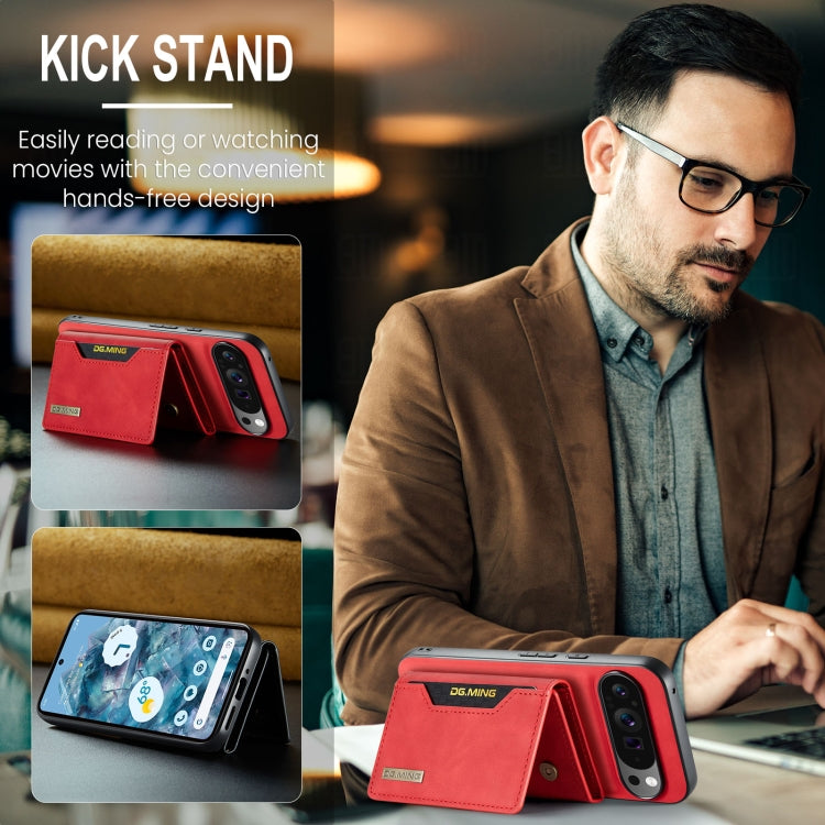 For Google Pixel 9 Pro XL DG.MING M2 Series 3-Fold Multi Card Bag + Magnetic Phone Case(Red)