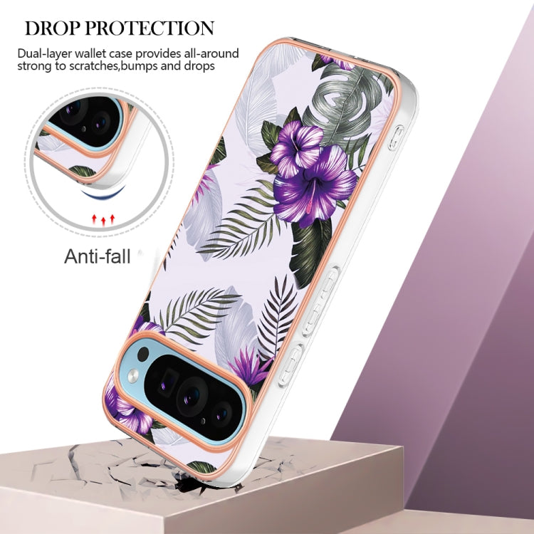 For Google Pixel 9 / 9 Pro Electroplating IMD TPU Phone Case(Purple Flower) - Google Cases by PMC TechLife | Online Shopping South Africa | PMC TechLife | Buy Now Pay Later Mobicred