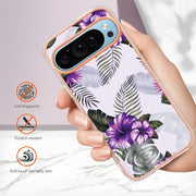 For Google Pixel 9 / 9 Pro Electroplating IMD TPU Phone Case(Purple Flower)