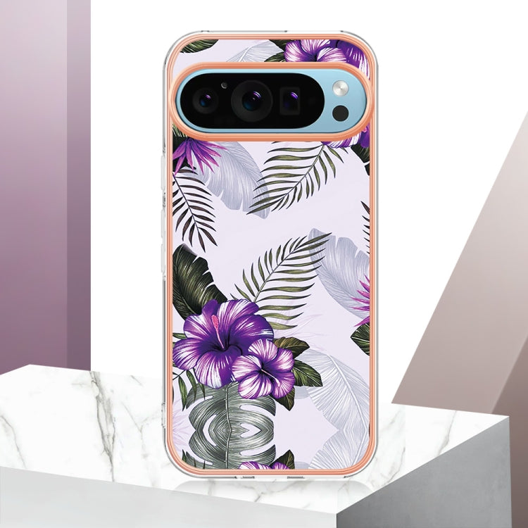 For Google Pixel 9 / 9 Pro Electroplating IMD TPU Phone Case(Purple Flower) - Google Cases by PMC TechLife | Online Shopping South Africa | PMC TechLife | Buy Now Pay Later Mobicred