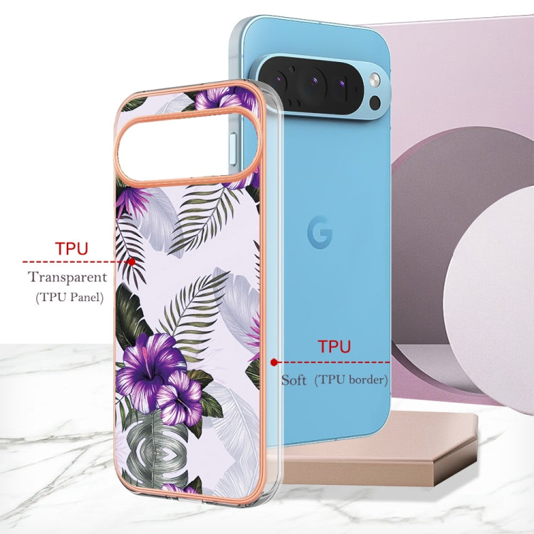 For Google Pixel 9 / 9 Pro Electroplating IMD TPU Phone Case(Purple Flower) - Google Cases by PMC TechLife | Online Shopping South Africa | PMC TechLife | Buy Now Pay Later Mobicred