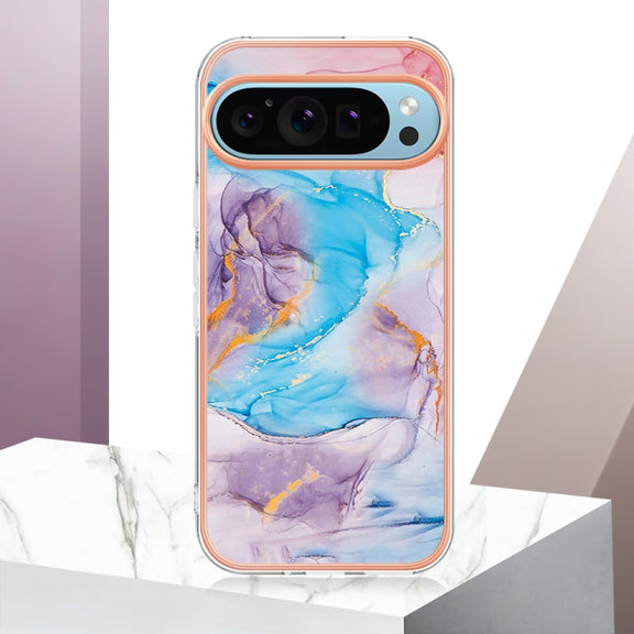 For Google Pixel 9 / 9 Pro Electroplating IMD TPU Phone Case(Blue Marble)
