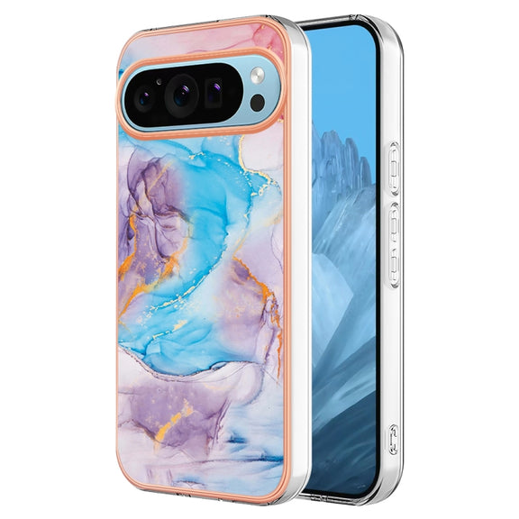 For Google Pixel 9 / 9 Pro Electroplating IMD TPU Phone Case(Blue Marble)