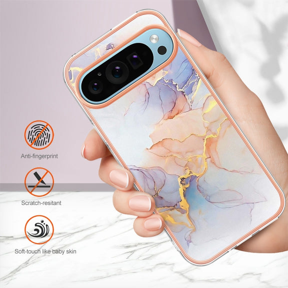 For Google Pixel 9 / 9 Pro Electroplating IMD TPU Phone Case(White Marble)