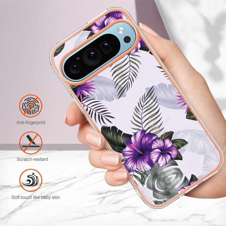For Google Pixel 9 Pro XL Electroplating IMD TPU Phone Case(Purple Flower) - Google Cases by PMC TechLife | Online Shopping South Africa | PMC TechLife | Buy Now Pay Later Mobicred