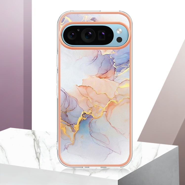 For Google Pixel 9 Pro XL Electroplating IMD TPU Phone Case(White Marble)