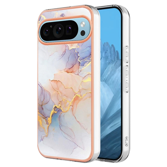 For Google Pixel 9 Pro XL Electroplating IMD TPU Phone Case(White Marble)