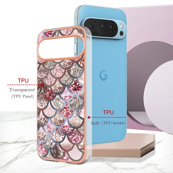 For Google Pixel 9 Pro XL Electroplating IMD TPU Phone Case(Pink Scales)