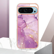 For Google Pixel 9 / 9 Pro Electroplating Marble Dual-side IMD Phone Case(Purple 001)